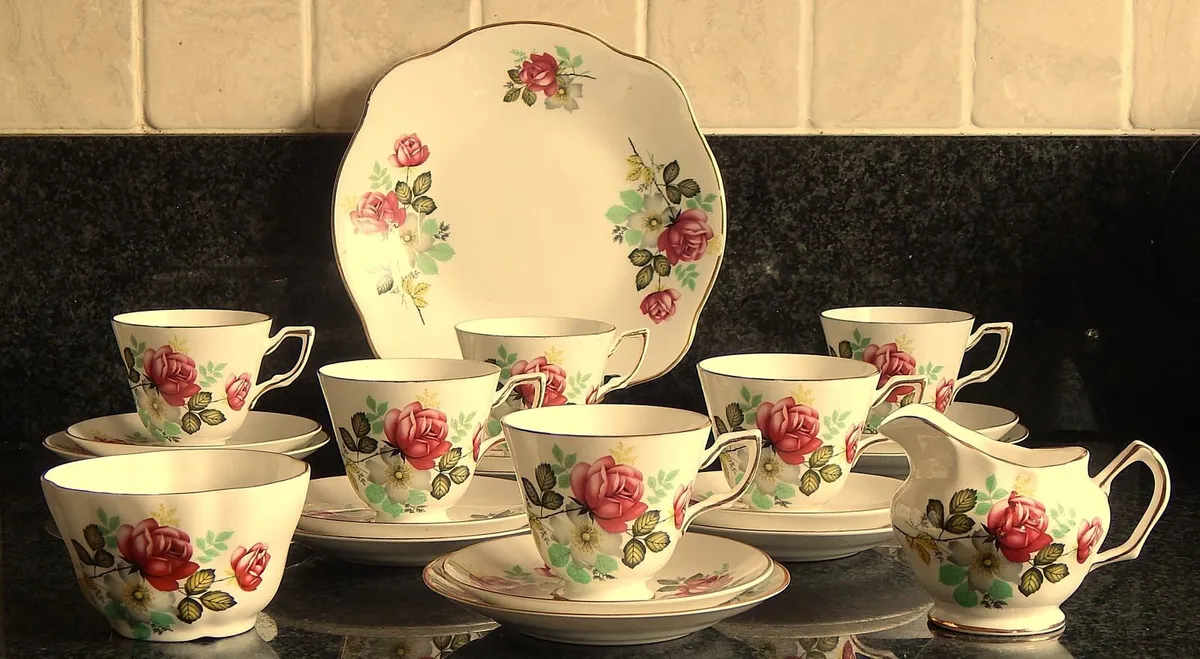 21 Piece Royal Tara Fine Bone China Tea Set - Image 2