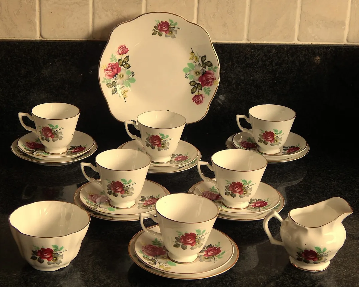 21 Piece Royal Tara Fine Bone China Tea Set - Image 3