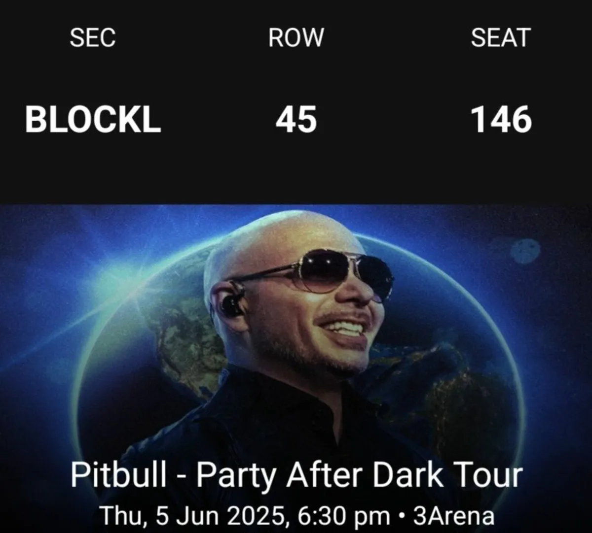 Pitbull Tickets (2 available @ €105 each) - Image 1