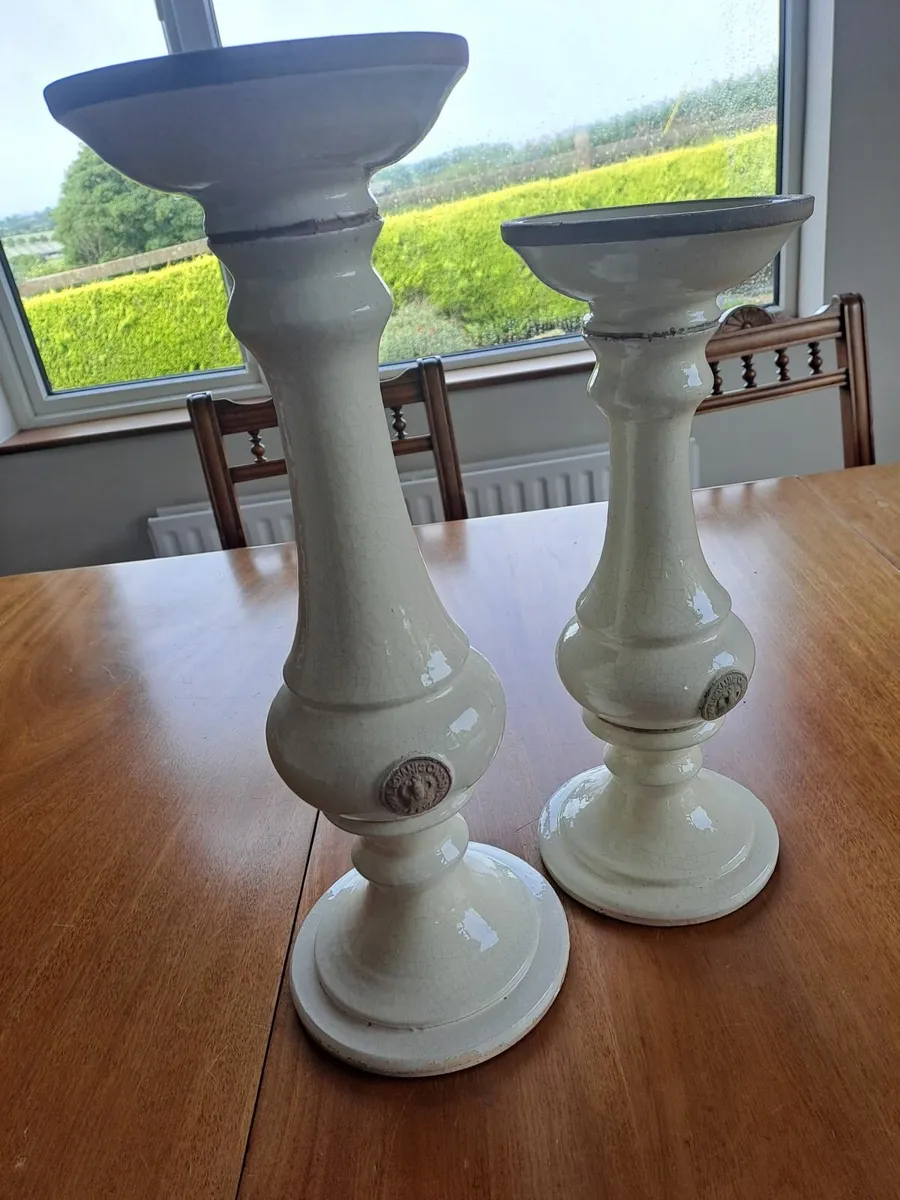 Candle stands x 2 . Pair. 18 and 15 inch tall - Image 2