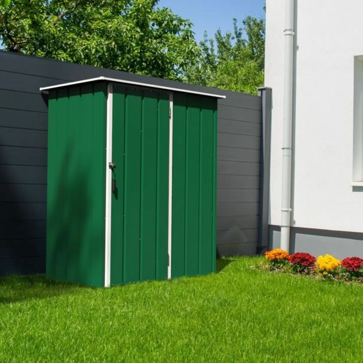 Easy-Store 5×3 Steel Garden Shed Green or Grey. - Image 1