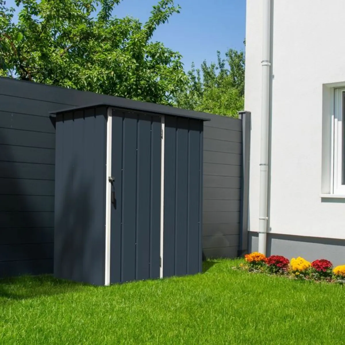 Easy-Store 5×3 Steel Garden Shed Green or Grey. - Image 2