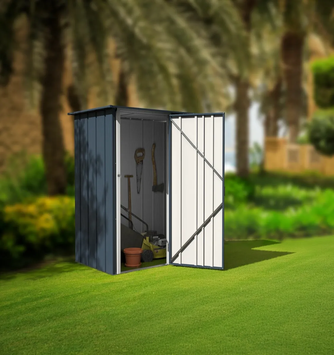 Easy-Store 5×3 Steel Garden Shed Green or Grey. - Image 4