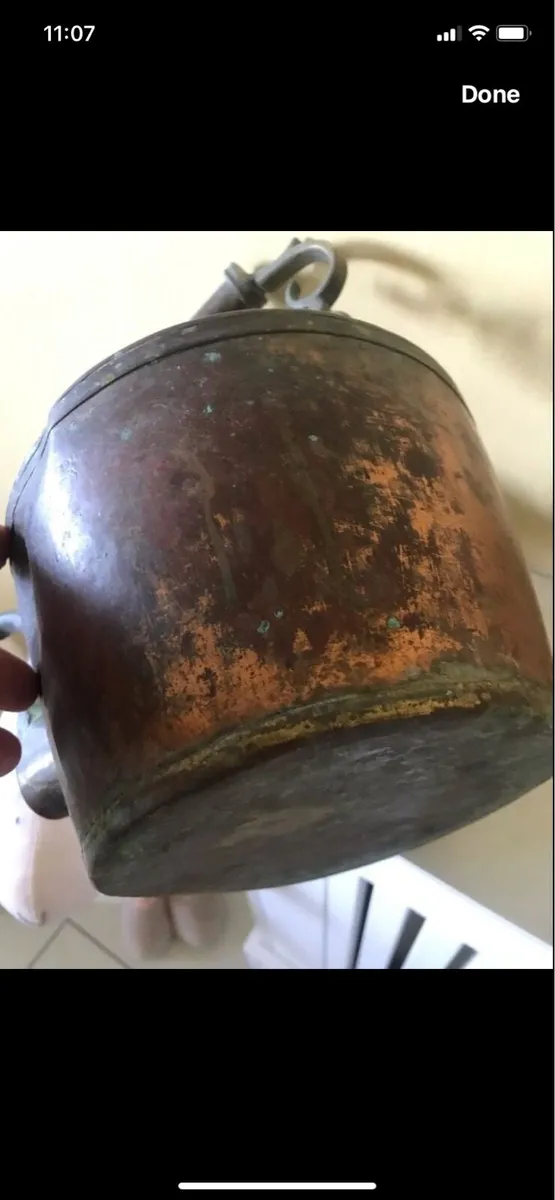Large Antique 19th Century Brass & Copper Kettle - Image 4