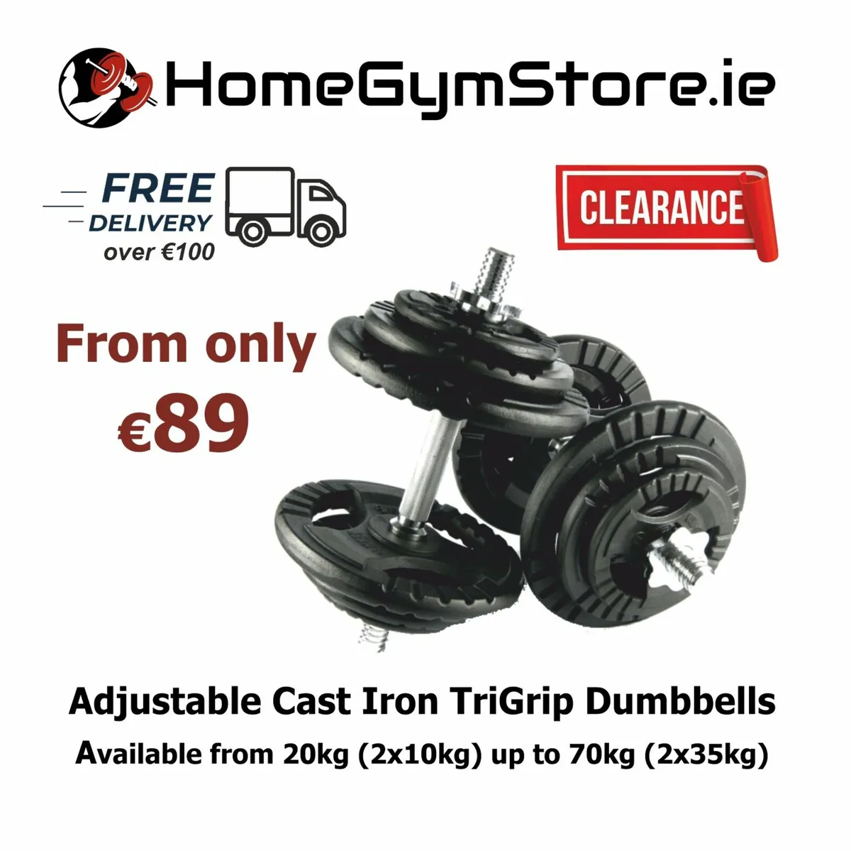 Adjustable Dumbbells Cast Iron Chrome handles - Image 1
