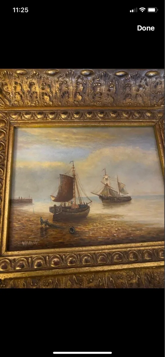 Vintage Oul on Board Maritime Painting - Image 2