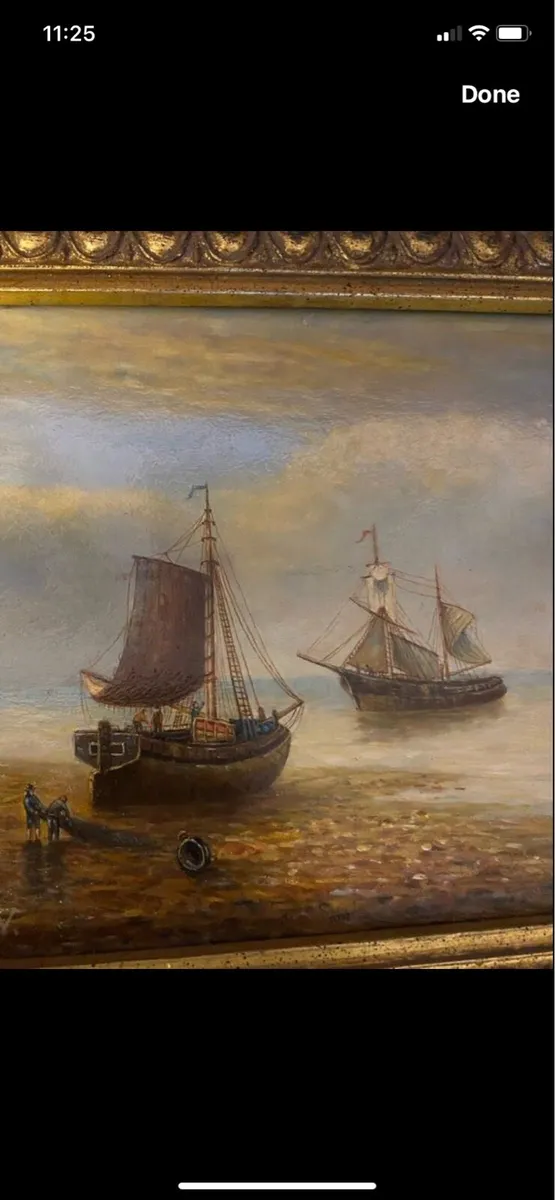 Vintage Oul on Board Maritime Painting - Image 3