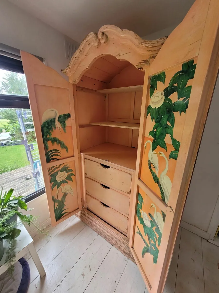 Vintage hand painted Cupboard Wardrobe Dresser - Image 1