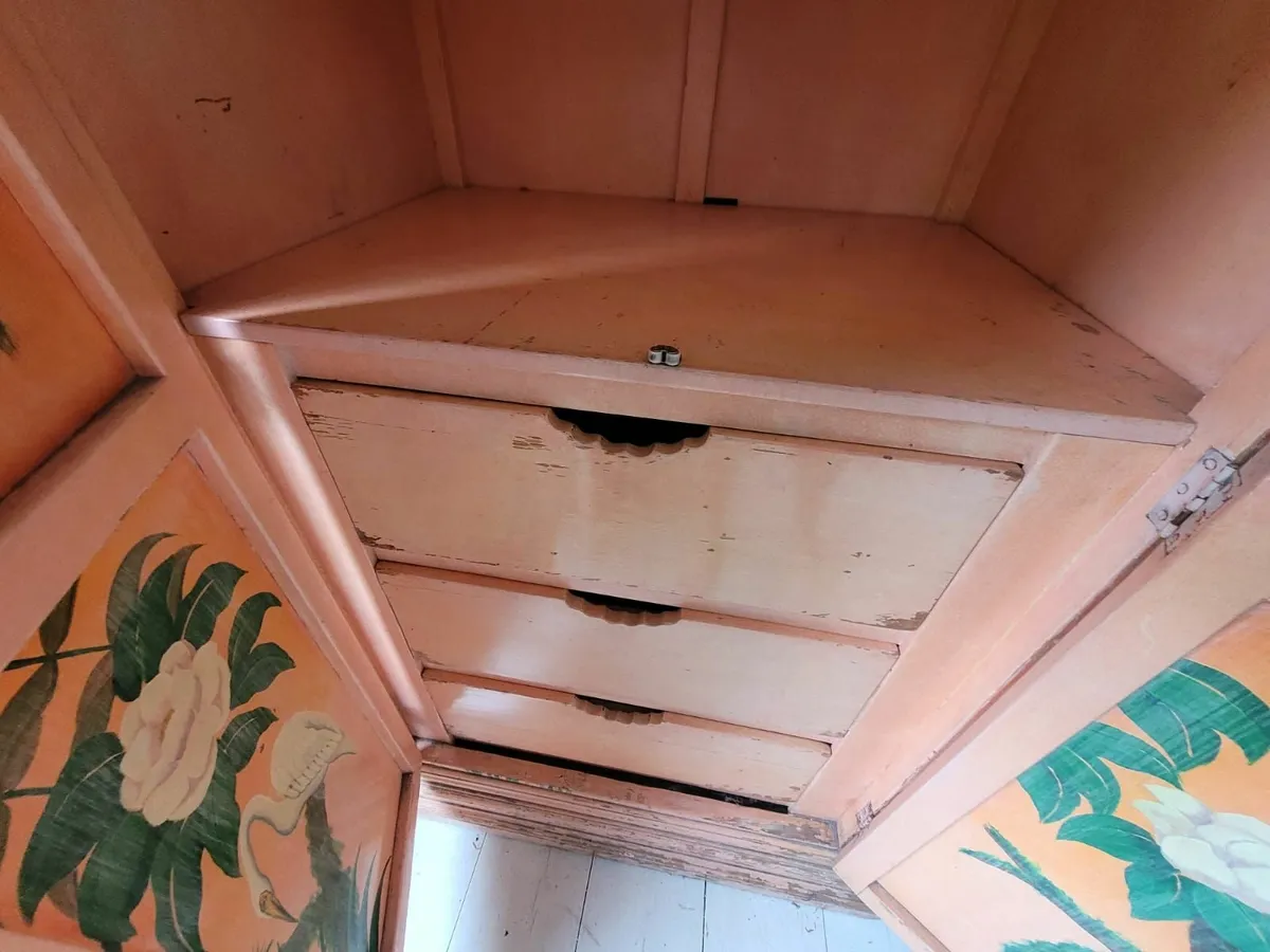 Vintage hand painted Cupboard Wardrobe Dresser - Image 3