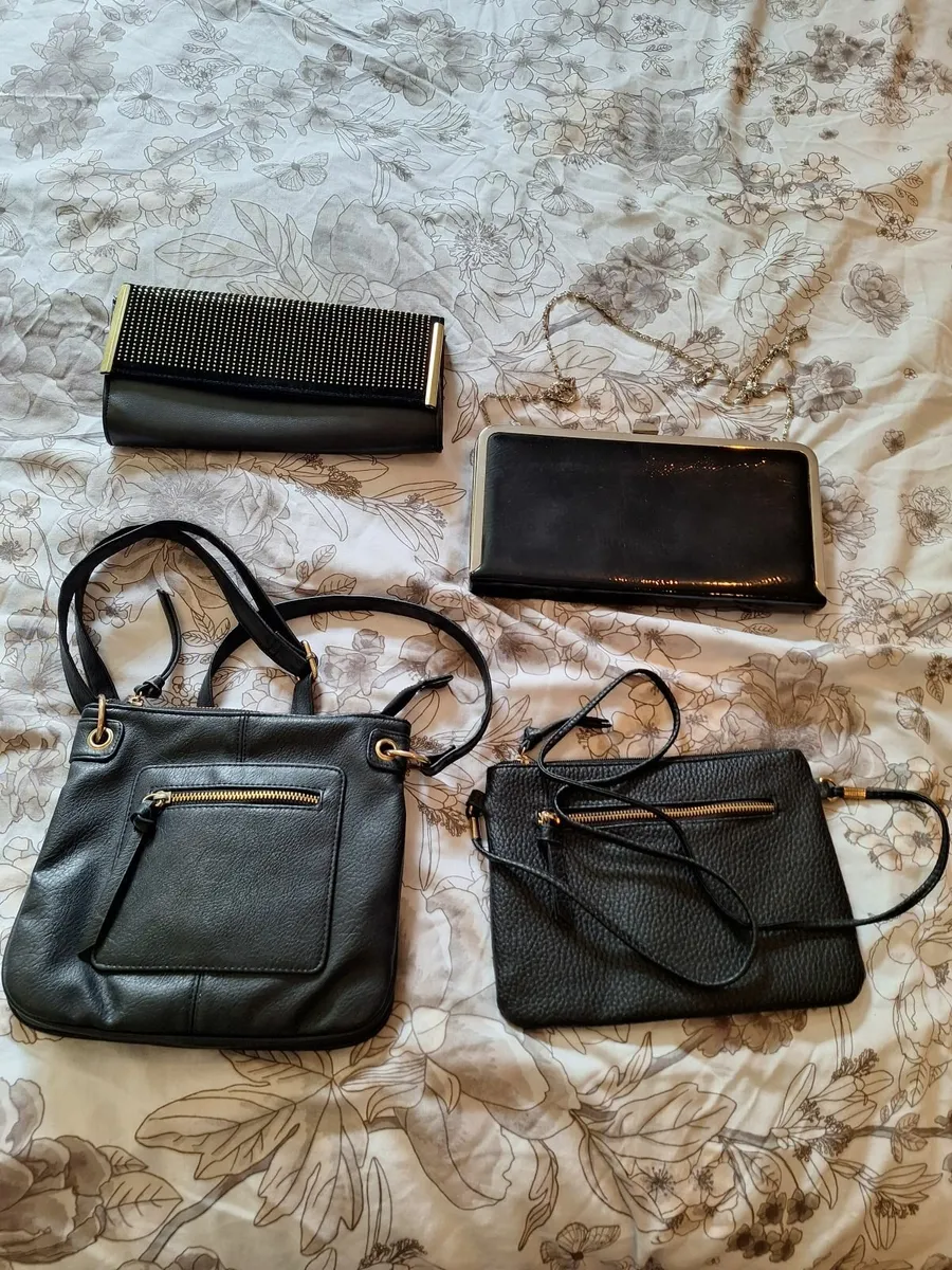 4 x black handbags