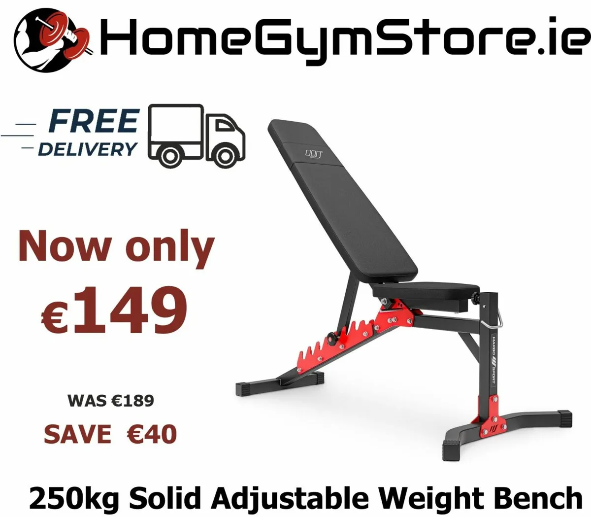 250kg Solid Gym Adjustable Weight Bench - Image 1