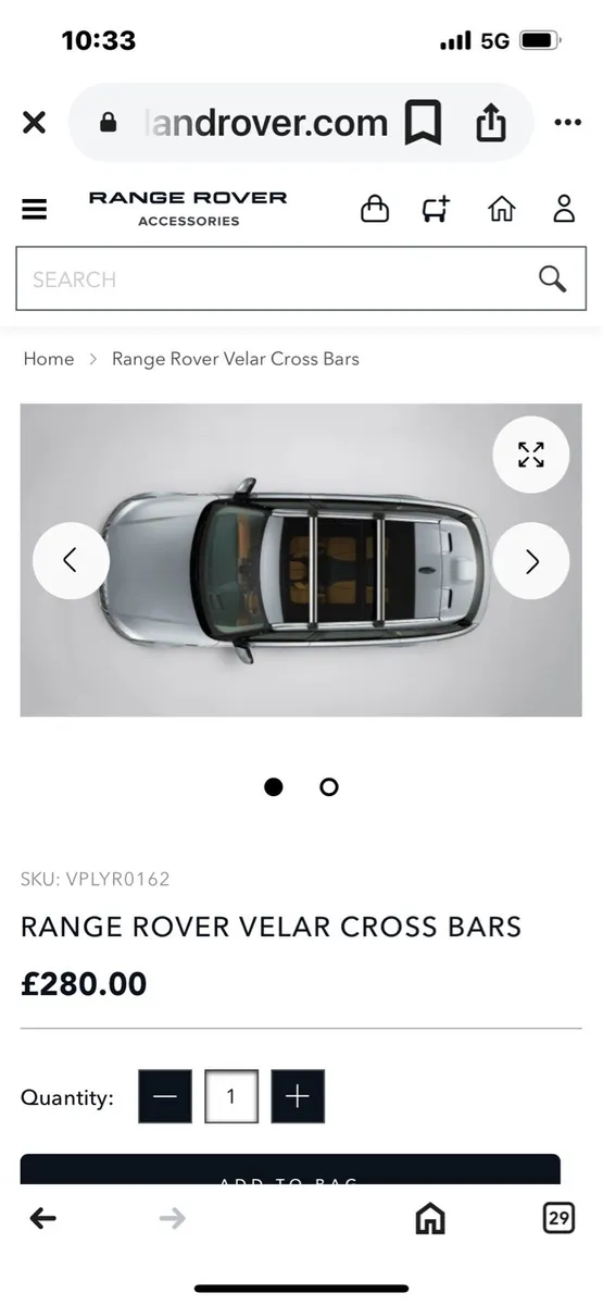 Roof bars for Range Rover velar