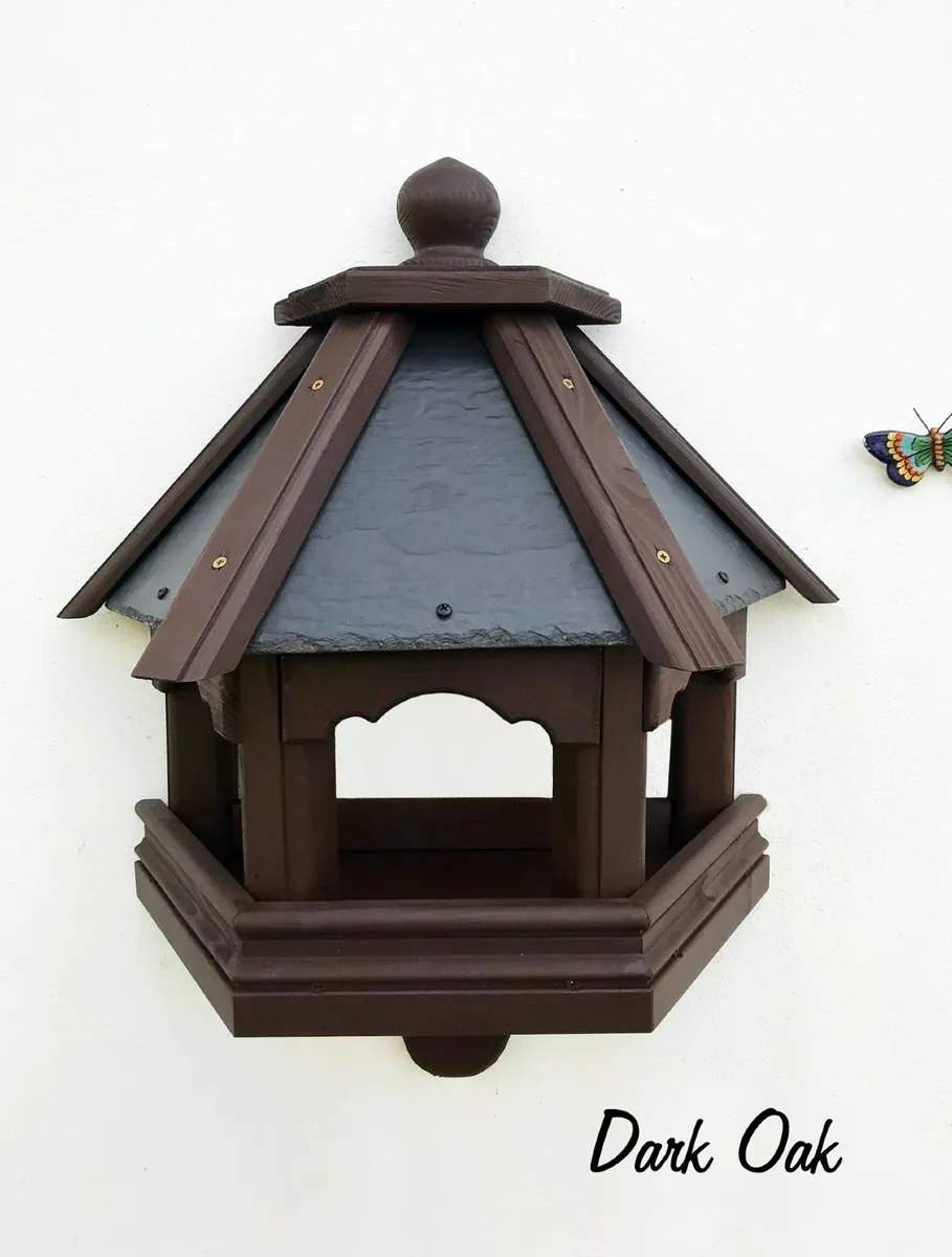 Bird feeders. Wall mounted. Slate roof - Image 1