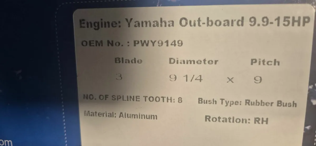 9/14 ×9 yamaha 9.9 and 15hp 8 spline - Image 2