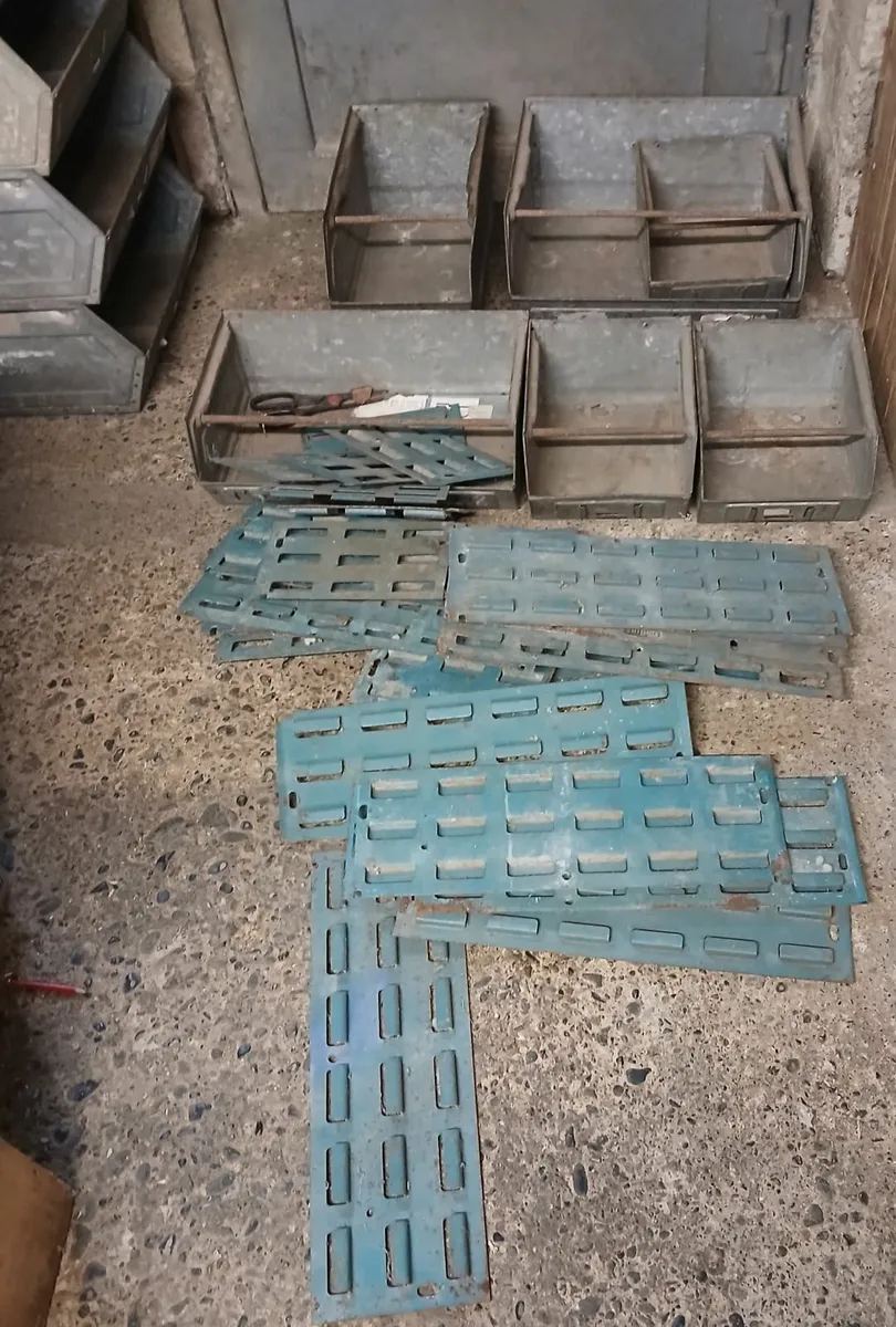 Metal storage bins and rack - Image 2