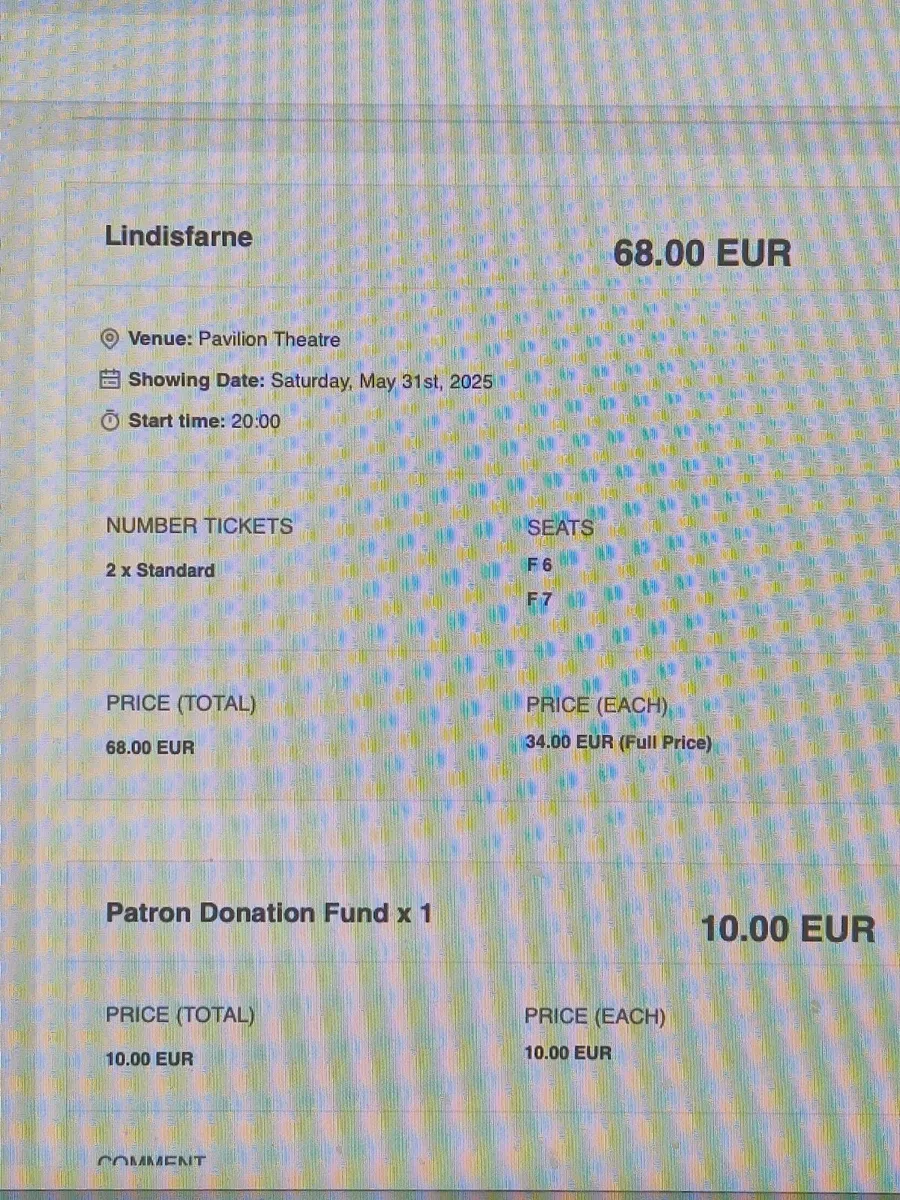 Lindisfarne Tickets x 2