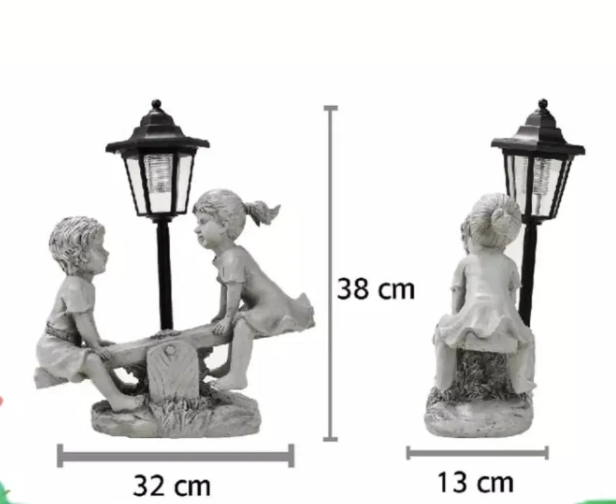 Solar Light Boy & Girl Garden Seesaw Stone Effect - Image 4