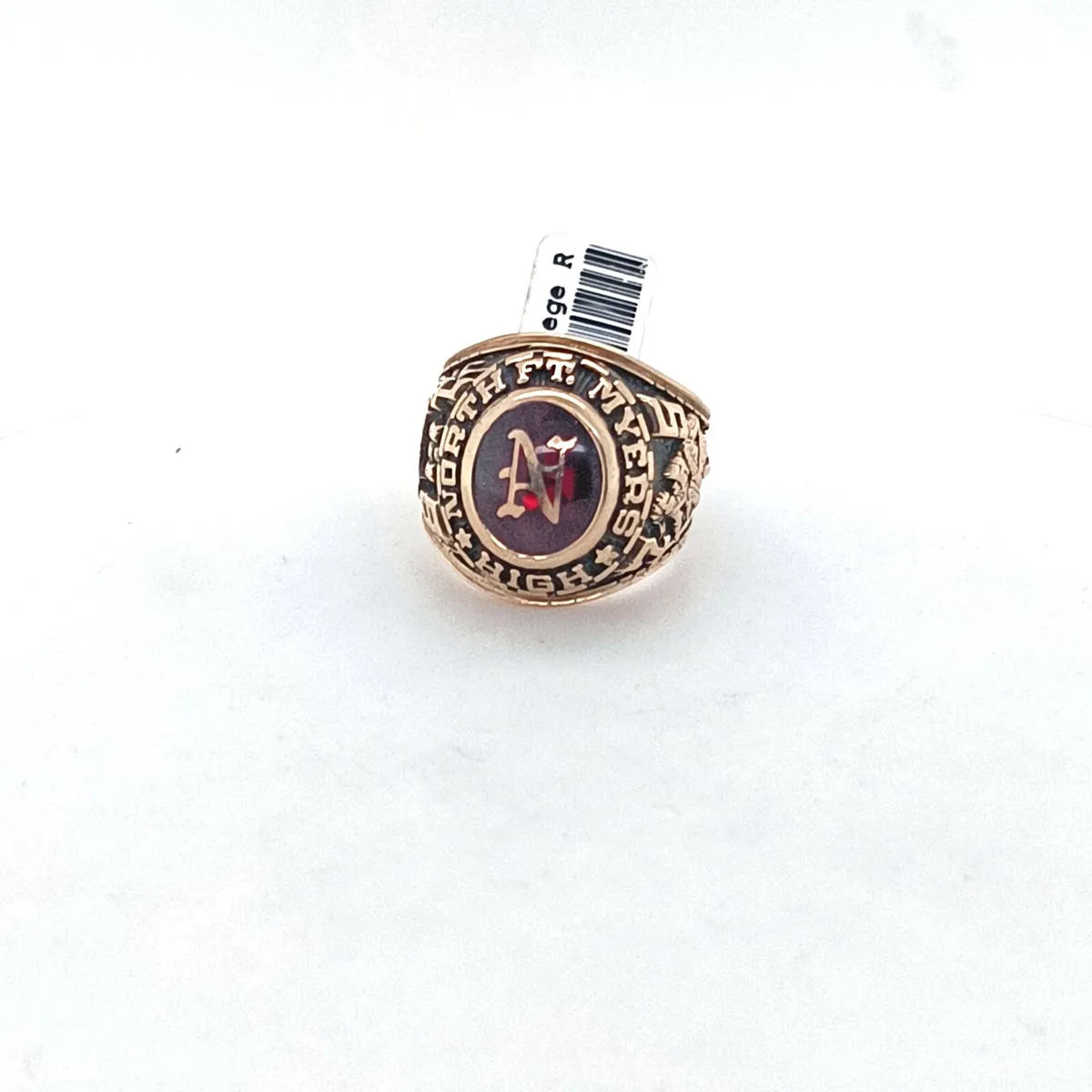 10k Gold Filled College Ring, Red Stone 1975 - Image 2