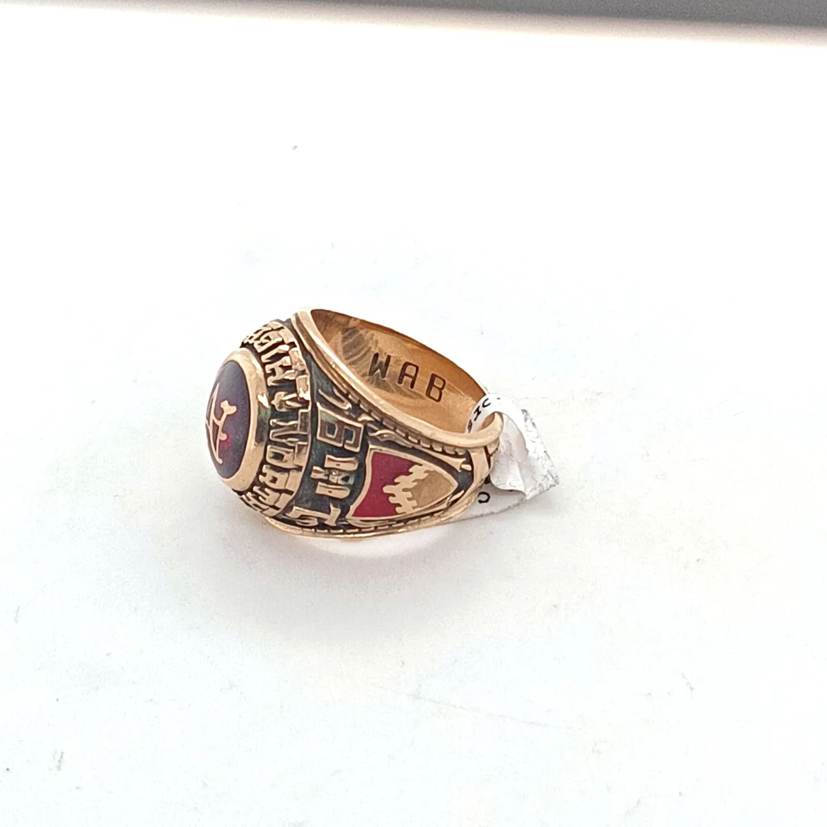 10k Gold Filled College Ring, Red Stone 1975 - Image 4