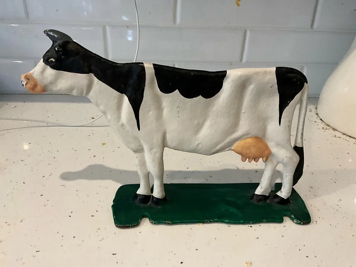 Mid Century Cast Iron Cow Door Stop - Image 1