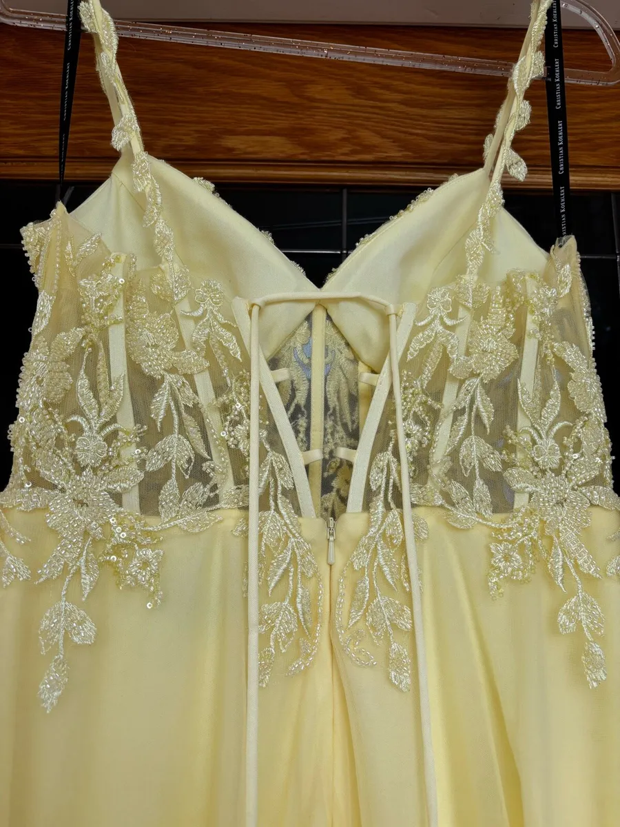 Yellow Diamanté Debs Dress - Image 4