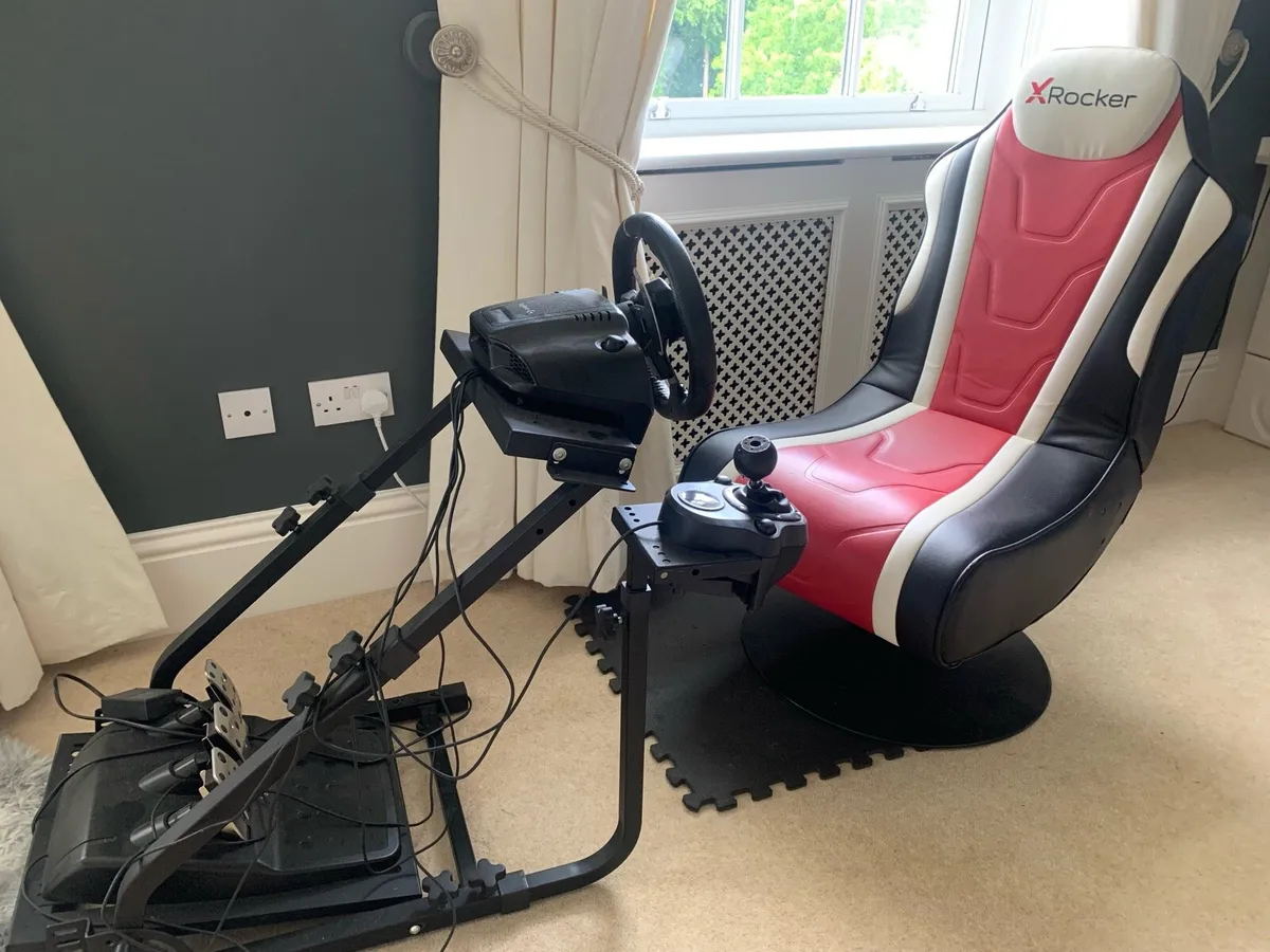 Logitech g920 steering wheel, stand, chair - Image 1