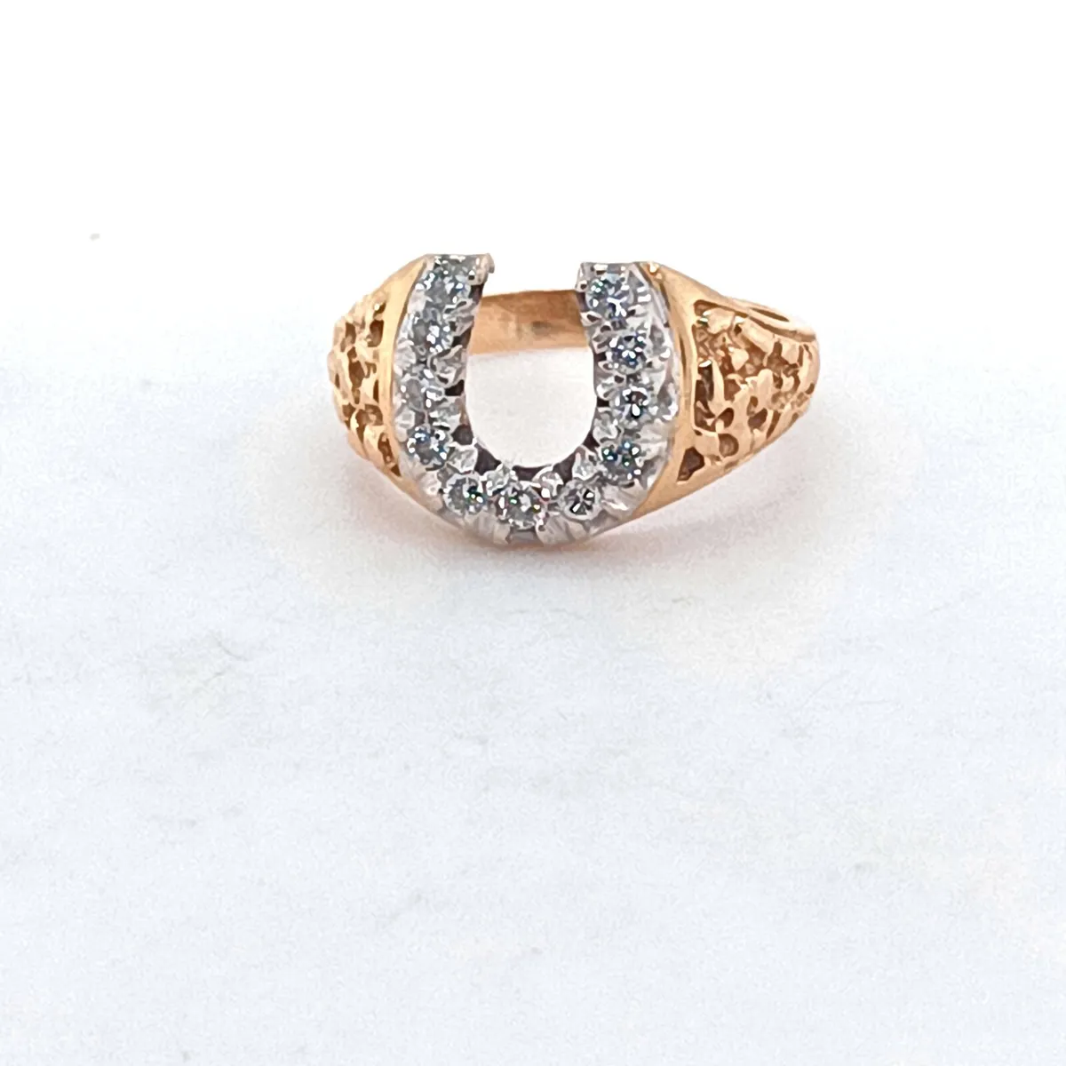 14k Yellow Gold & Diamond Horseshoe Ring - Image 1