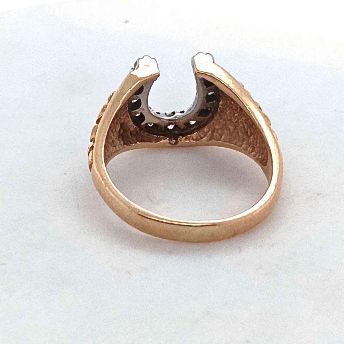 14k Yellow Gold & Diamond Horseshoe Ring - Image 4