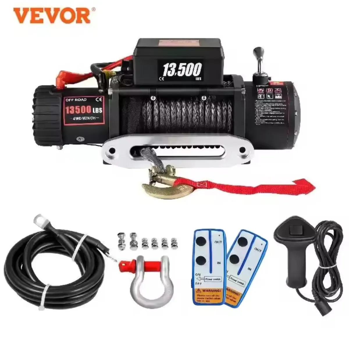 Electric Winch 12V 13500lbs/ 6123KG Synthetic rope - Image 1