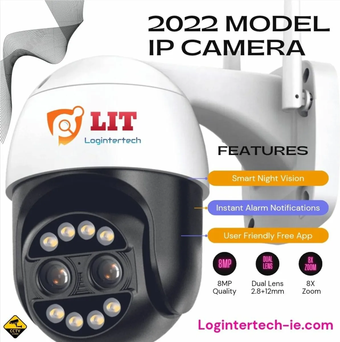 8MP Dual Lens Zoom Camera CCTV WiFi Calving Cam - Image 1