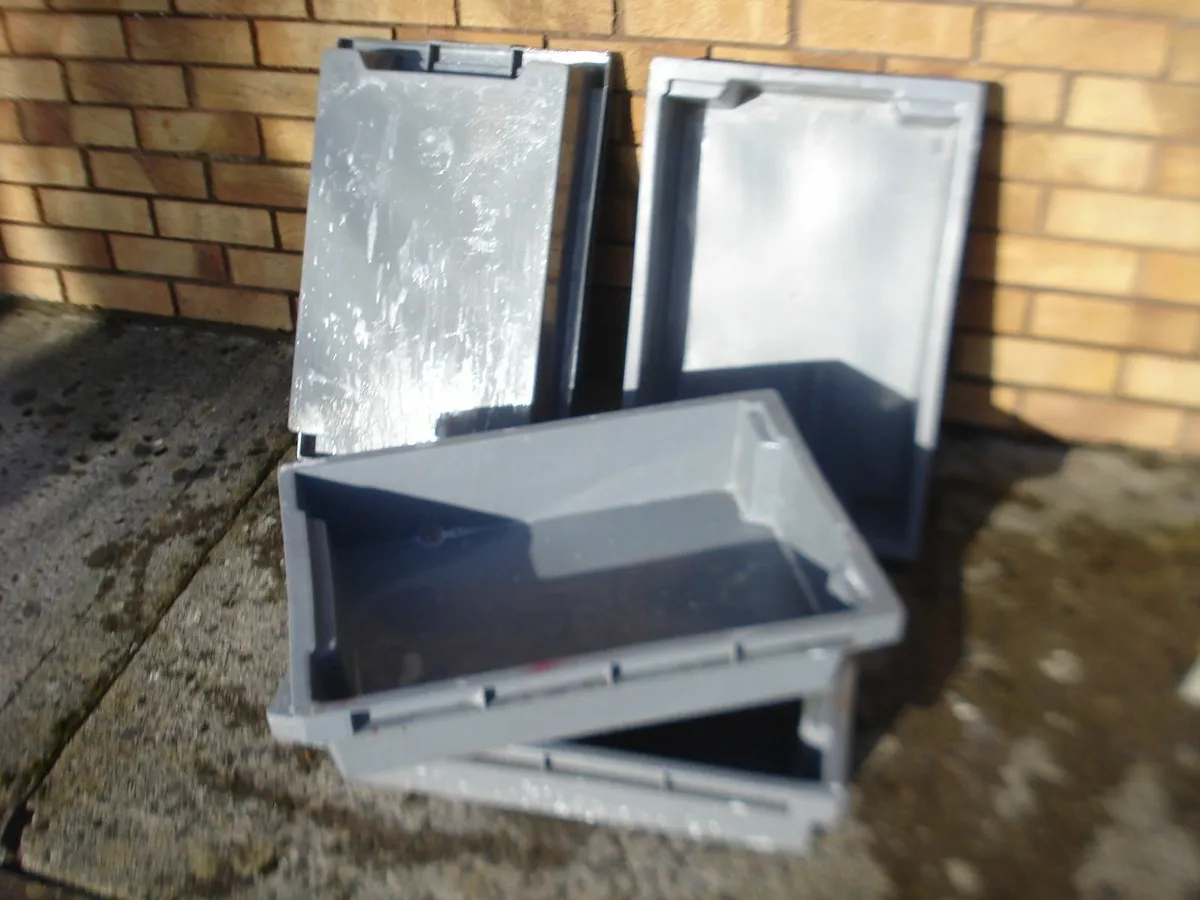 4 LARGE STRONG PLASTIC EURO CONTAINER TRAYS. - Image 1