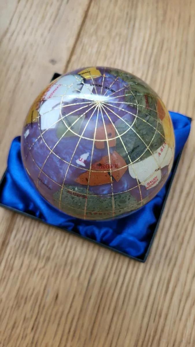 Semi Precious Gemstone paperweight globe - Image 1