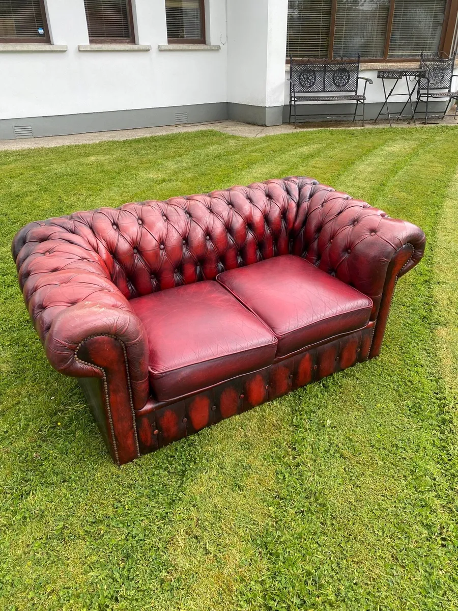 Chesterfield Oxblood Red Leather Sofa - Image 2