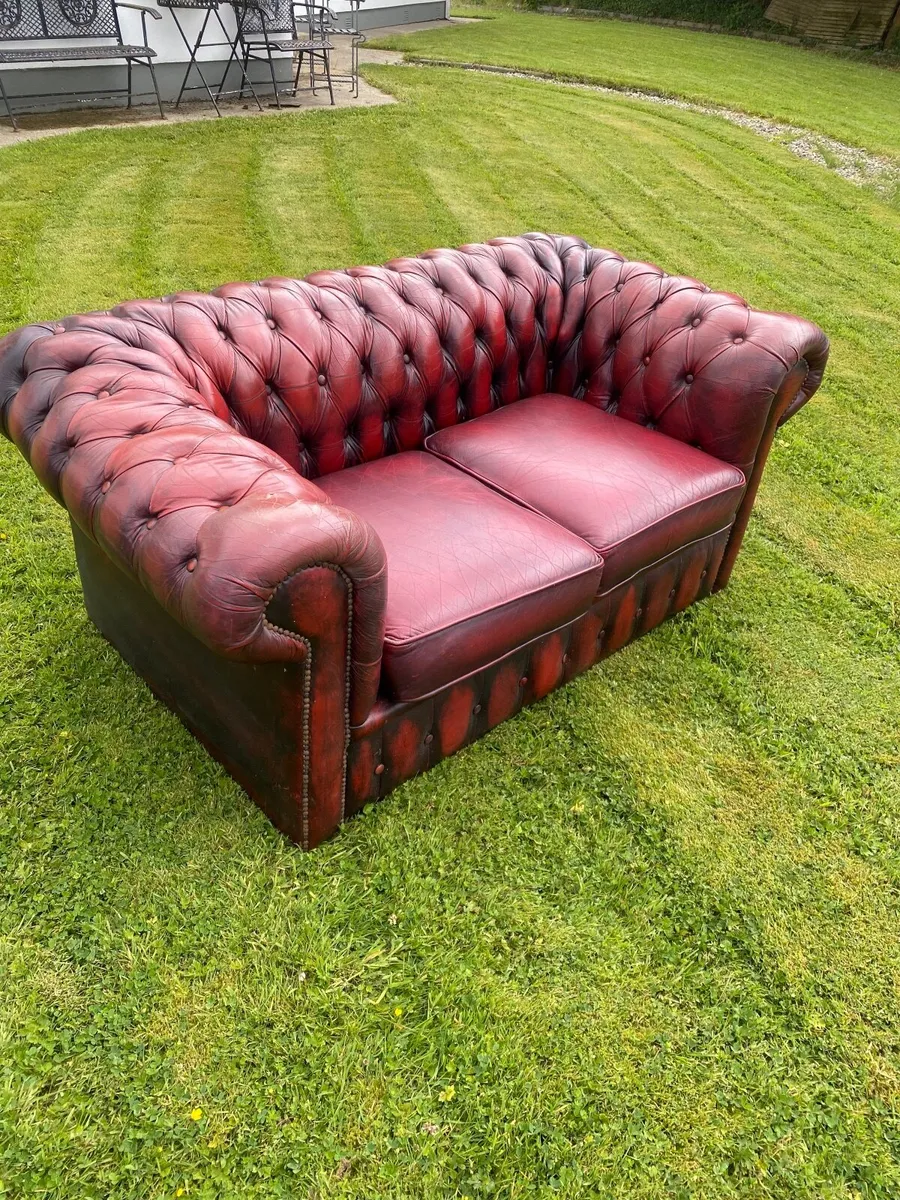 Chesterfield Oxblood Red Leather Sofa - Image 3