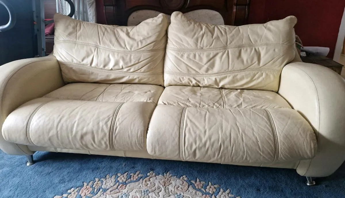Cream leather couch