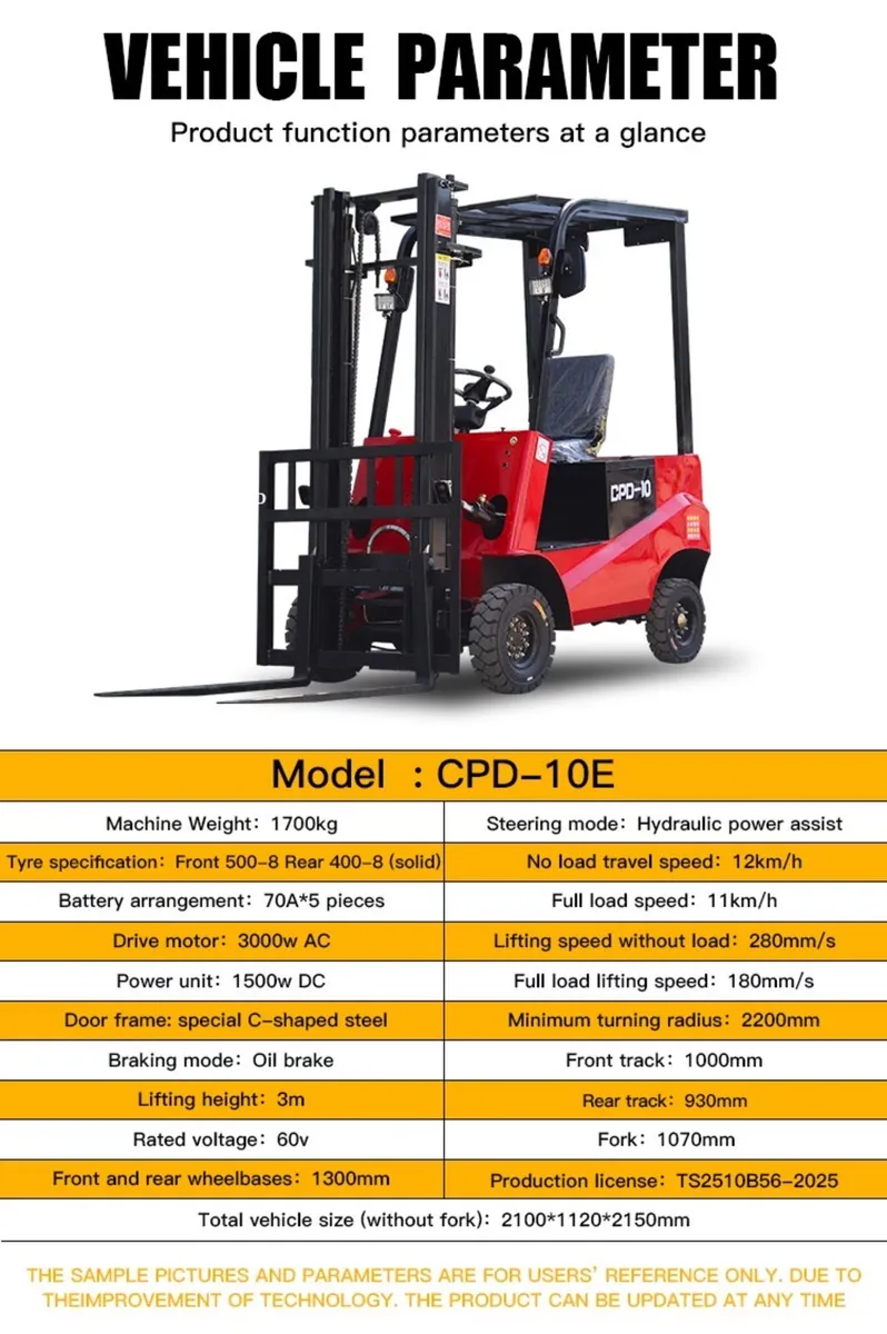 Electric 1 tonne Forklift - Image 2