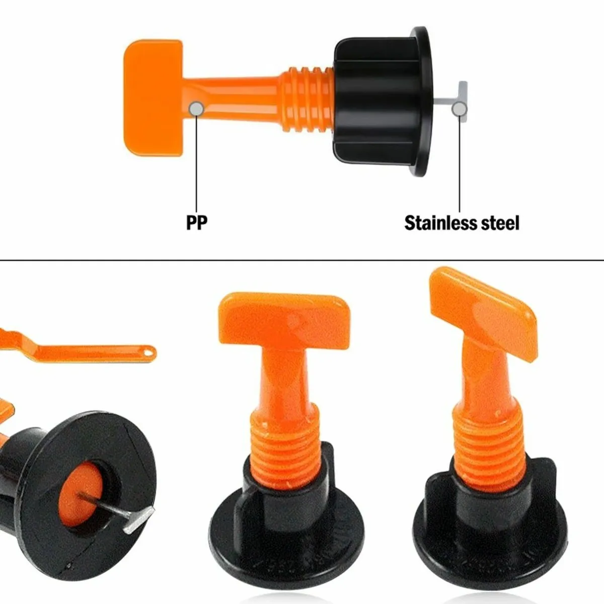 Tile Leveling System Reusable Clips Orange Spacers - Image 3