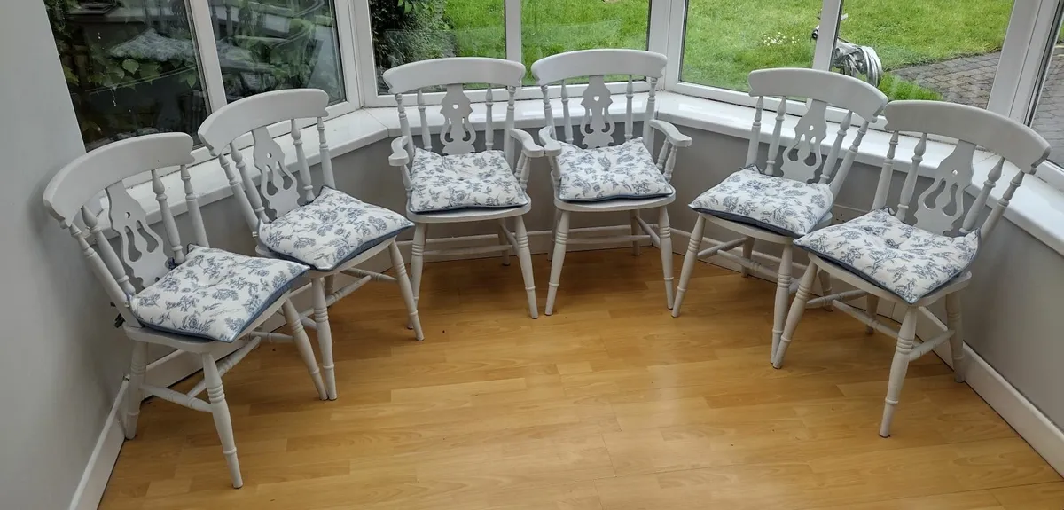 Hardwood Double Pod-Legged Table and 6 Chairs - Image 4