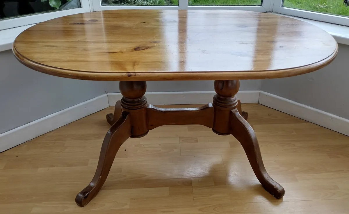 Hardwood Double Pod-Legged Table and 6 Chairs - Image 2