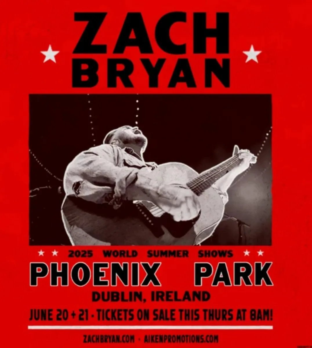 2 Zach Bryan tickets for 20/06/2025 Phoenix Park D