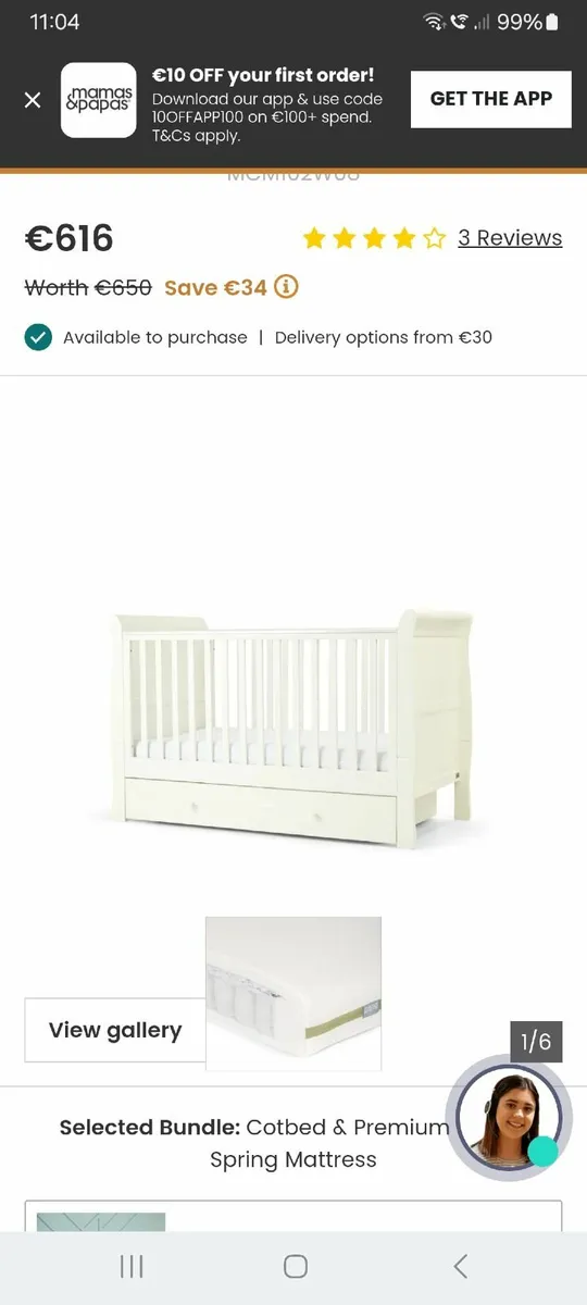Mamas and Papas Cot bed - Image 2