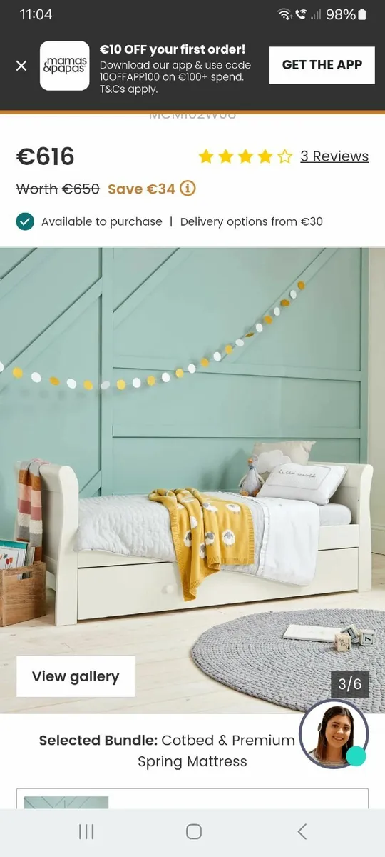 Mamas and Papas Cot bed - Image 3