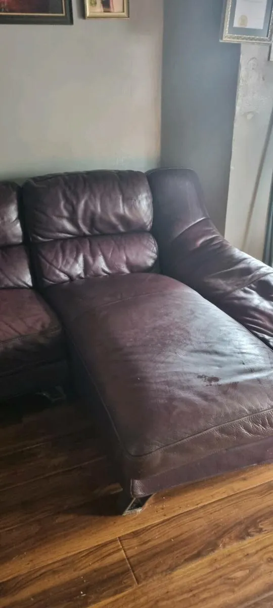 Purple genuine real leather & chrome L 5 seater so - Image 2