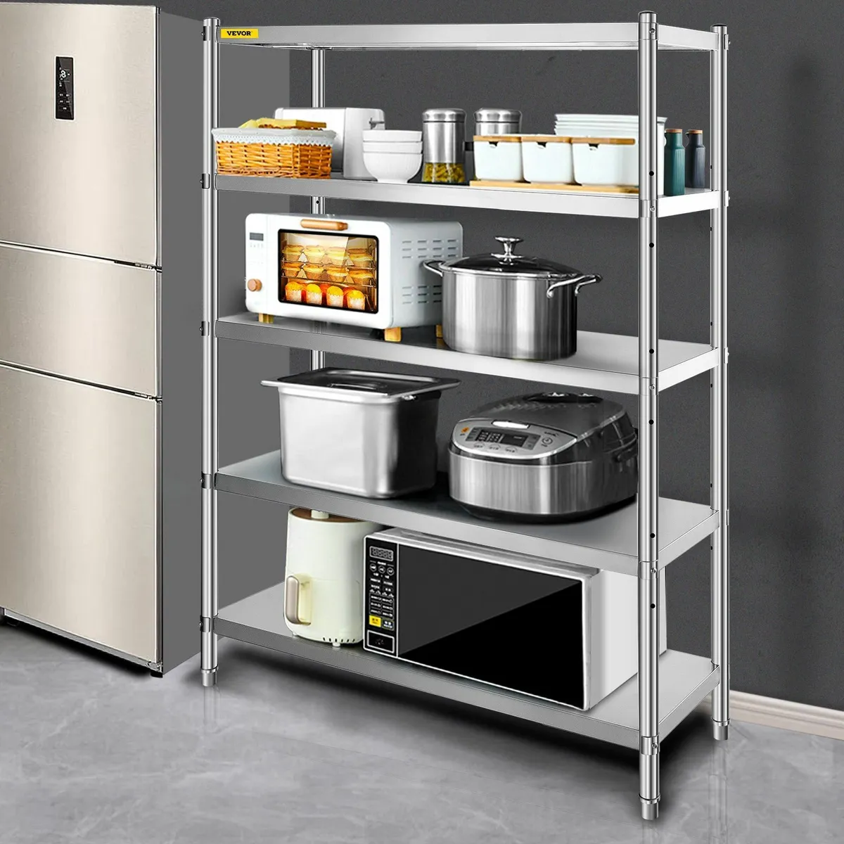 Industrial Stainless Steel Storage Shelf – 5-Tier - Image 4