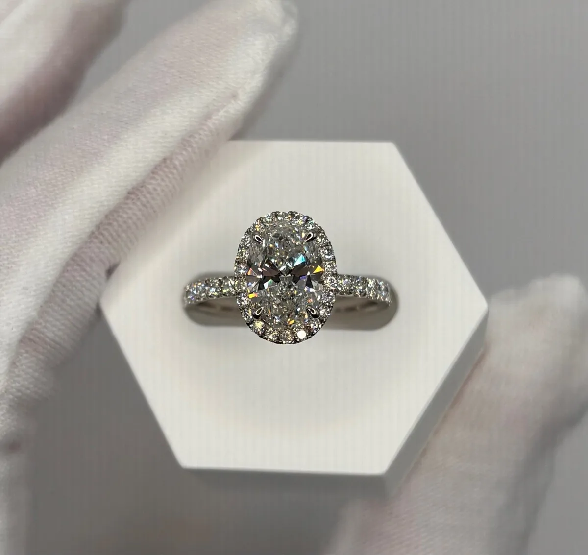 Platinum Oval Diamond Engagement Ring - Image 2