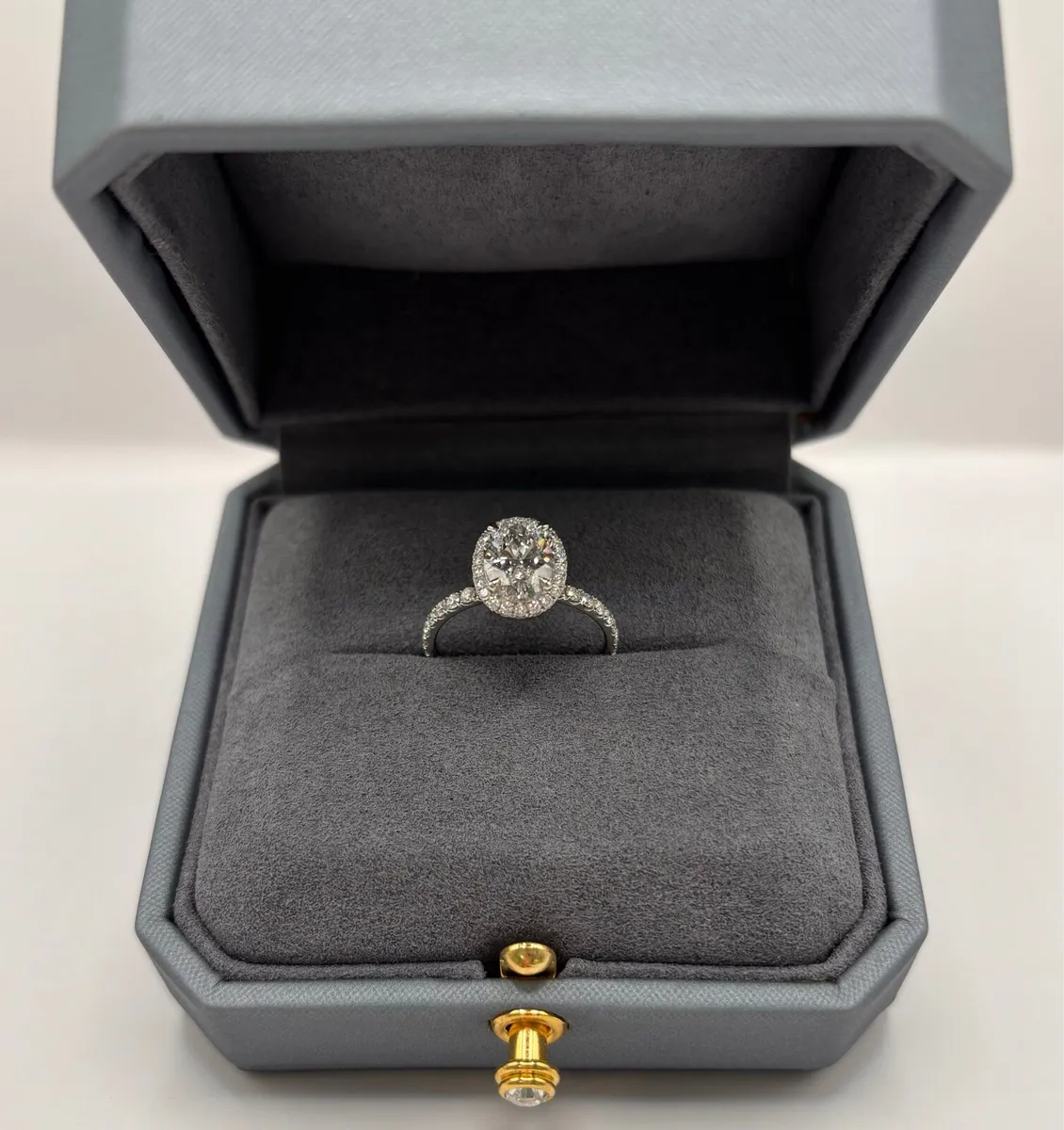 Platinum Oval Diamond Engagement Ring - Image 4