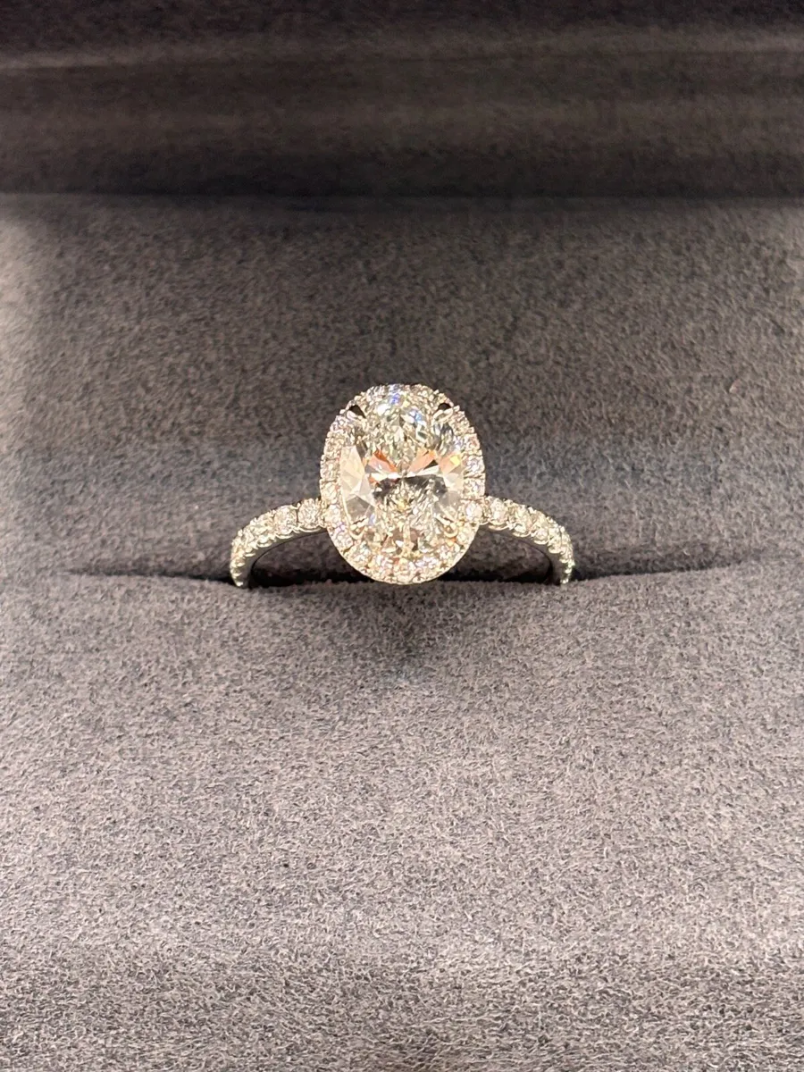 Platinum Oval Diamond Engagement Ring - Image 1
