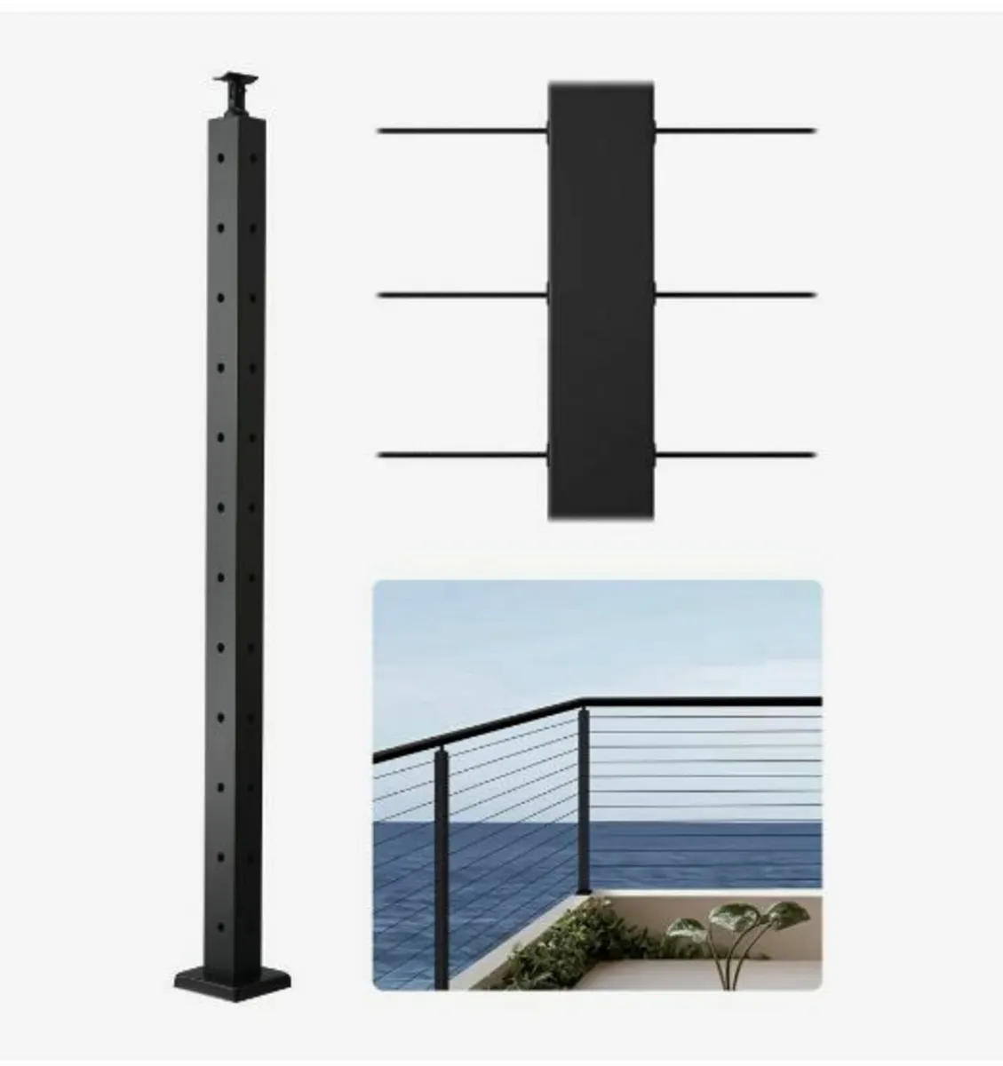 Cable Railing Post 42x2x2 Inch with L-Shaped - Image 1