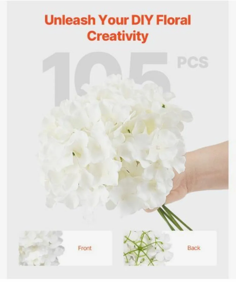 105 Pcs Artificial Silk Hydrangea Flowers - Image 3