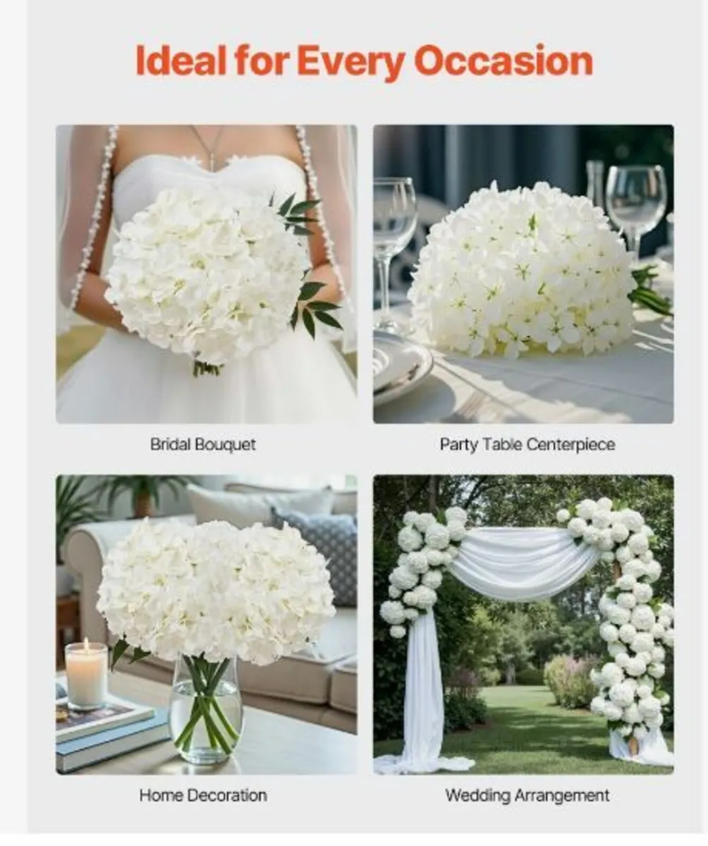 105 Pcs Artificial Silk Hydrangea Flowers - Image 4